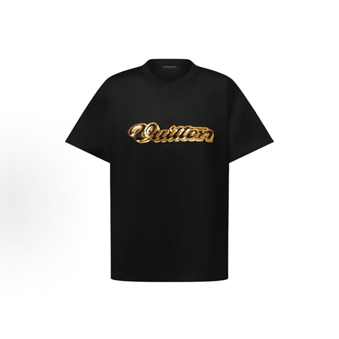 louis vuitton beaded script logo short sleeve t-shirt